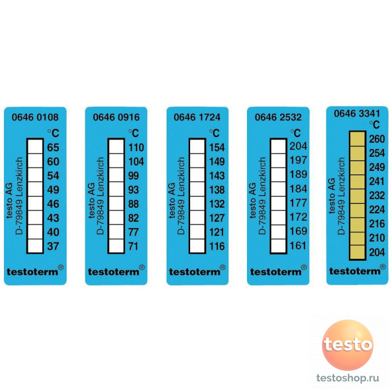 Термоиндикаторы - измерительный диапазон +249 … +280 °C 0646 0005 в фирменном магазине Testo